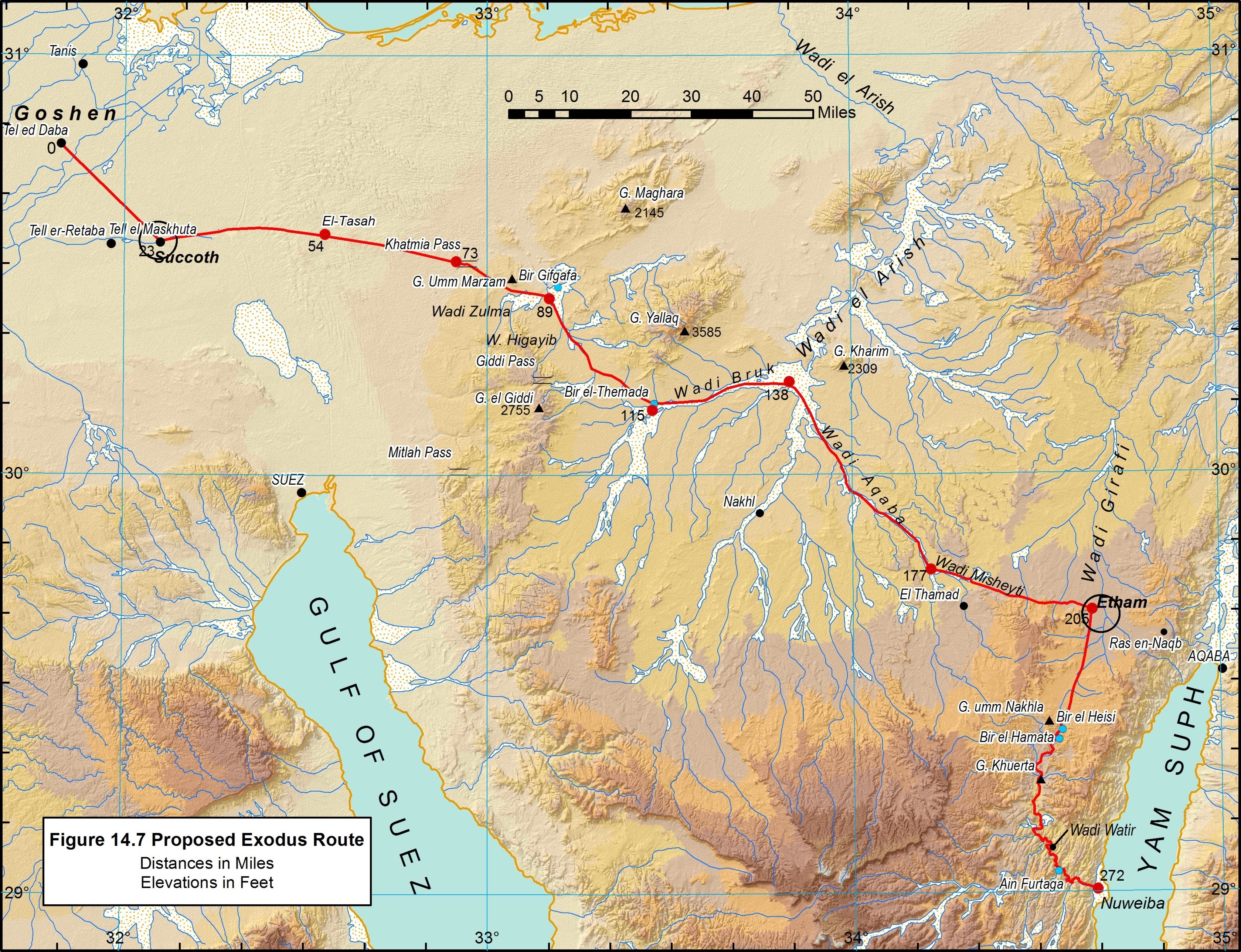 The Map Of The Exodus From Egypt Ancient Exodus   14.7 Sinai Route 